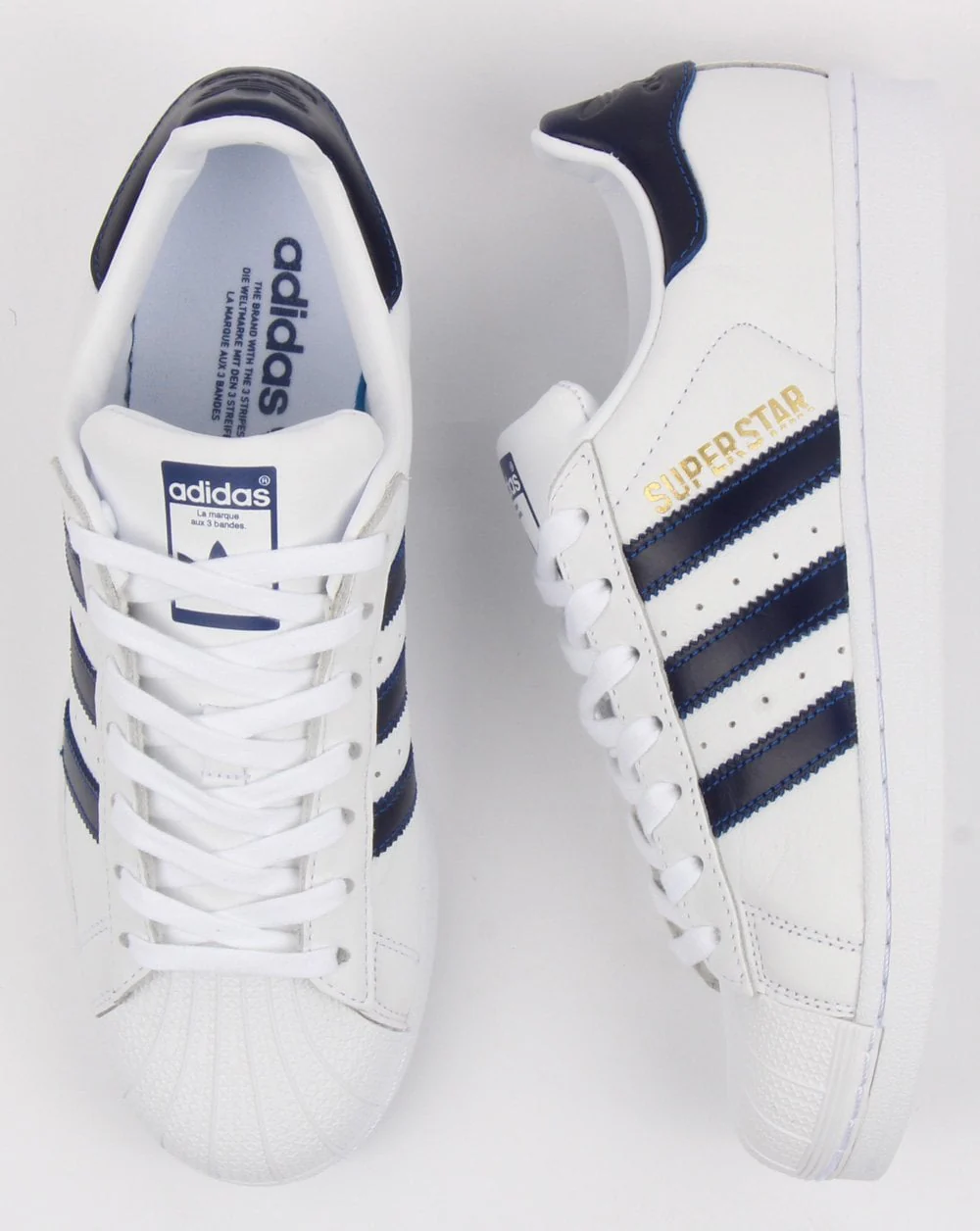 Adidas Superstar Trainers White/Collegiate Blue - Image 2