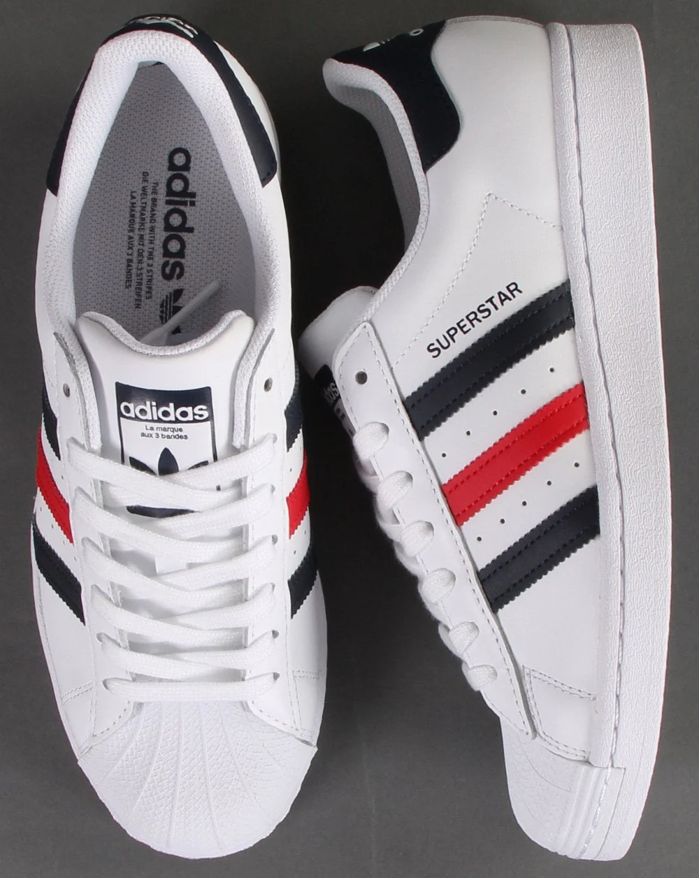 Adidas Superstar Trainers White/Red/Navy - Image 2
