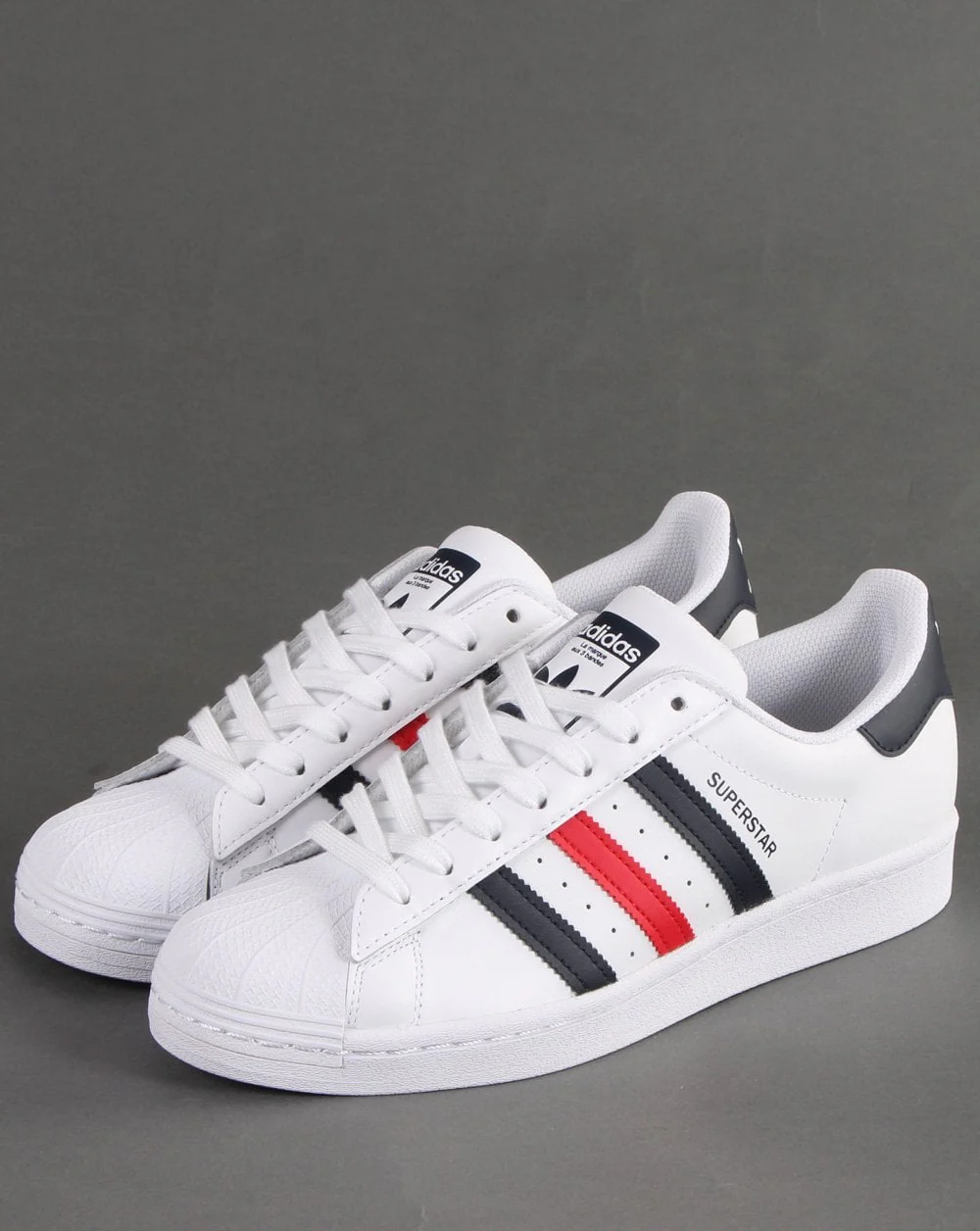 Adidas Superstar Trainers White/Red/Navy - Image 3