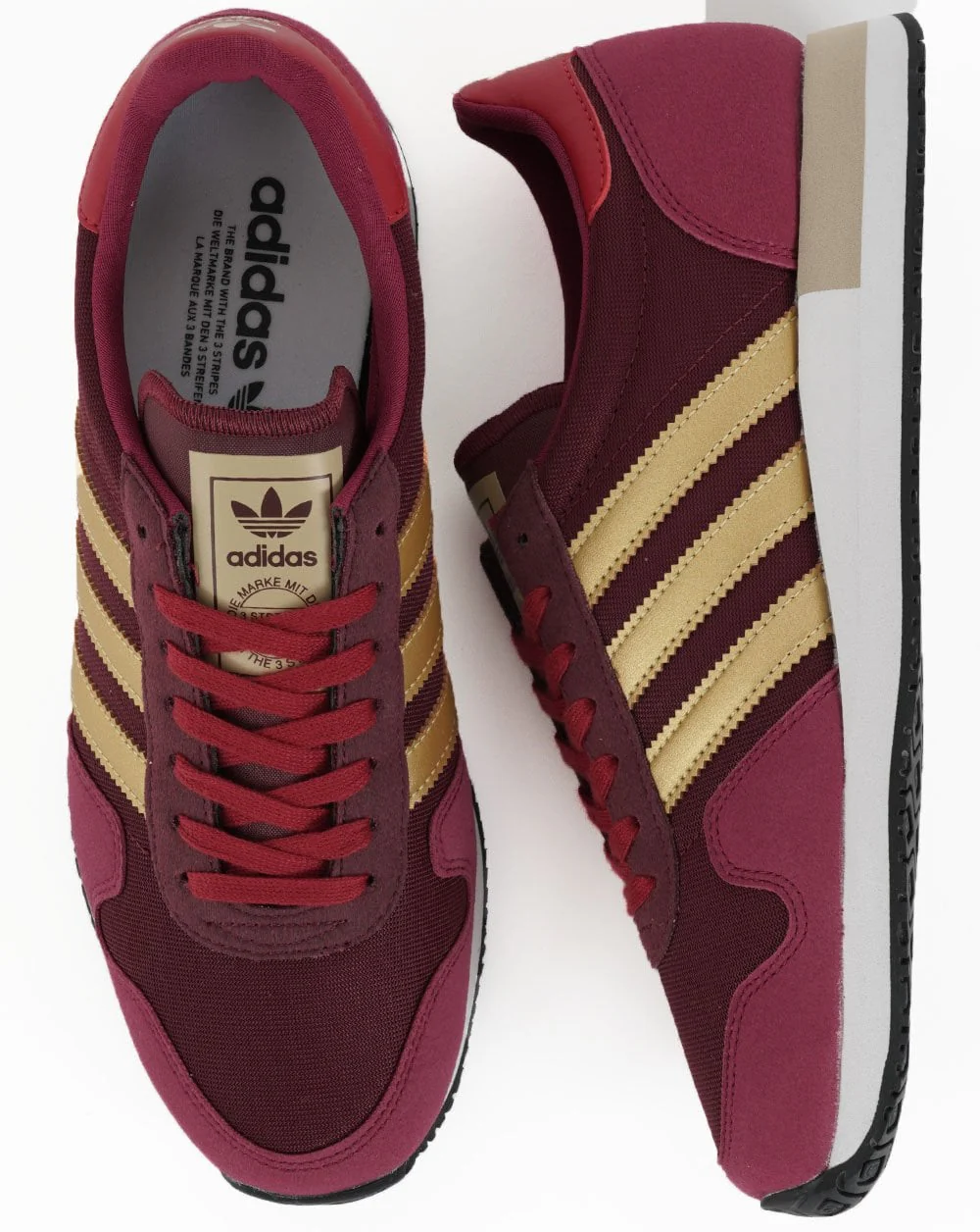 Adidas USA 84 Trainers Burgundy Red/Gold - Image 2