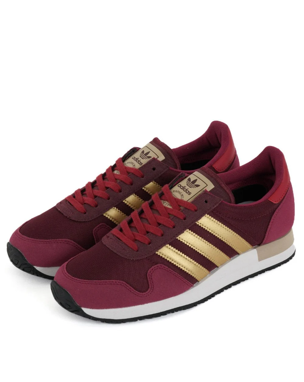 Adidas USA 84 Trainers Burgundy Red/Gold - Image 3