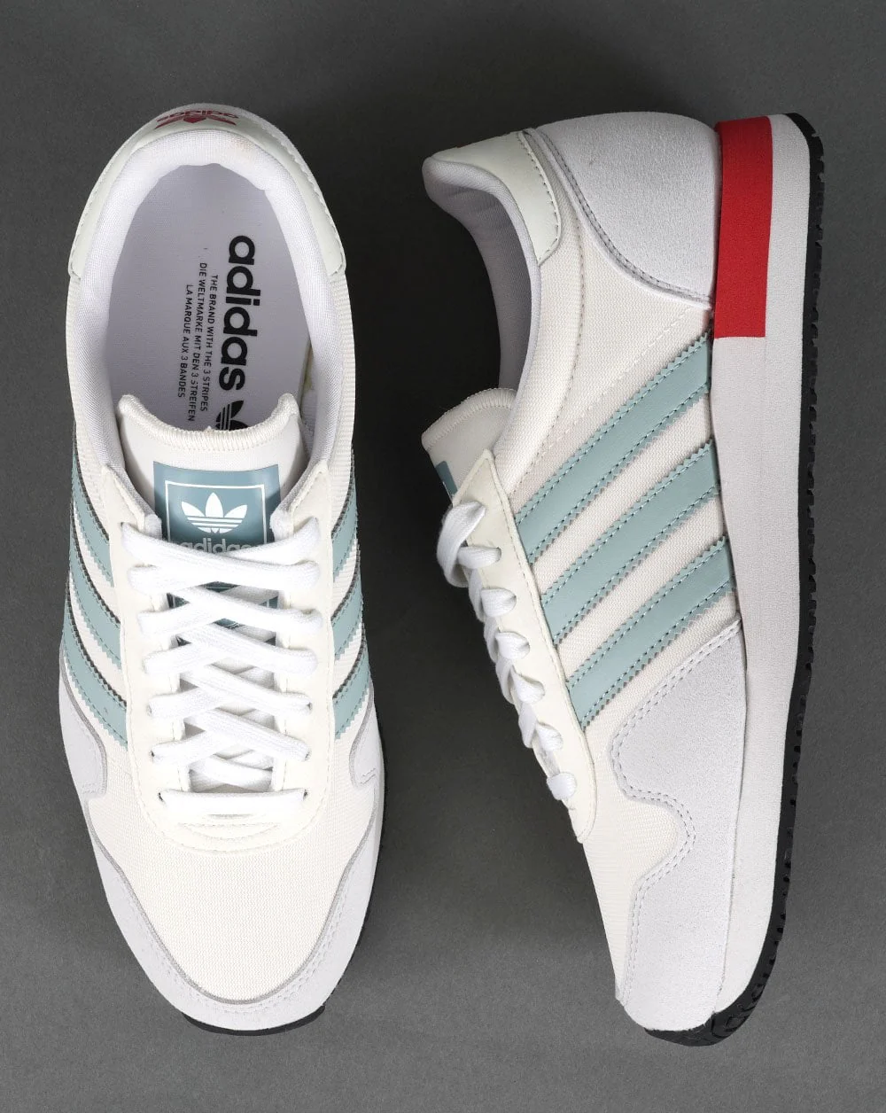 Adidas USA 84 Trainers Chalk White/Grey Blue/Red - Image 2