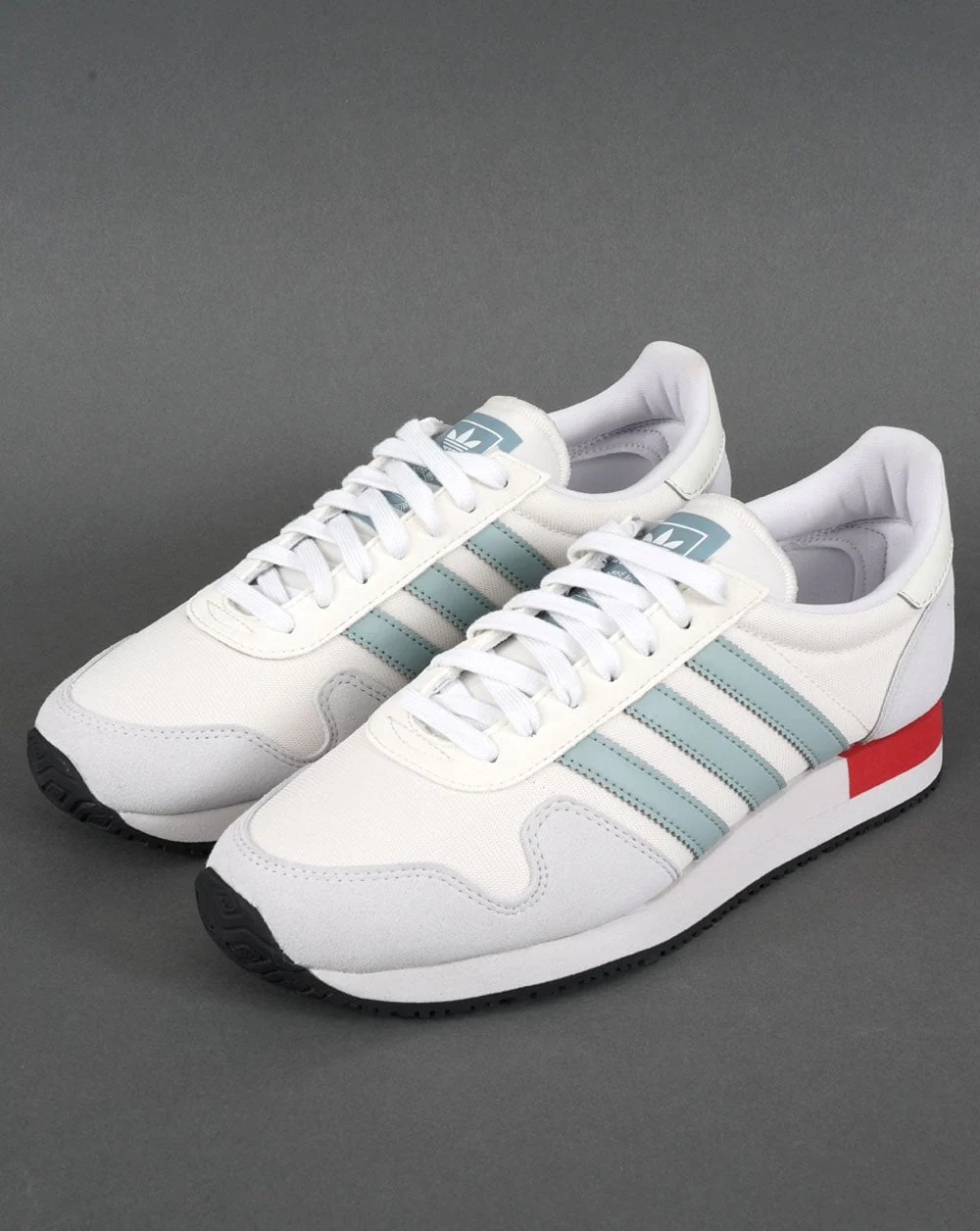 Adidas USA 84 Trainers Chalk White/Grey Blue/Red - Image 3