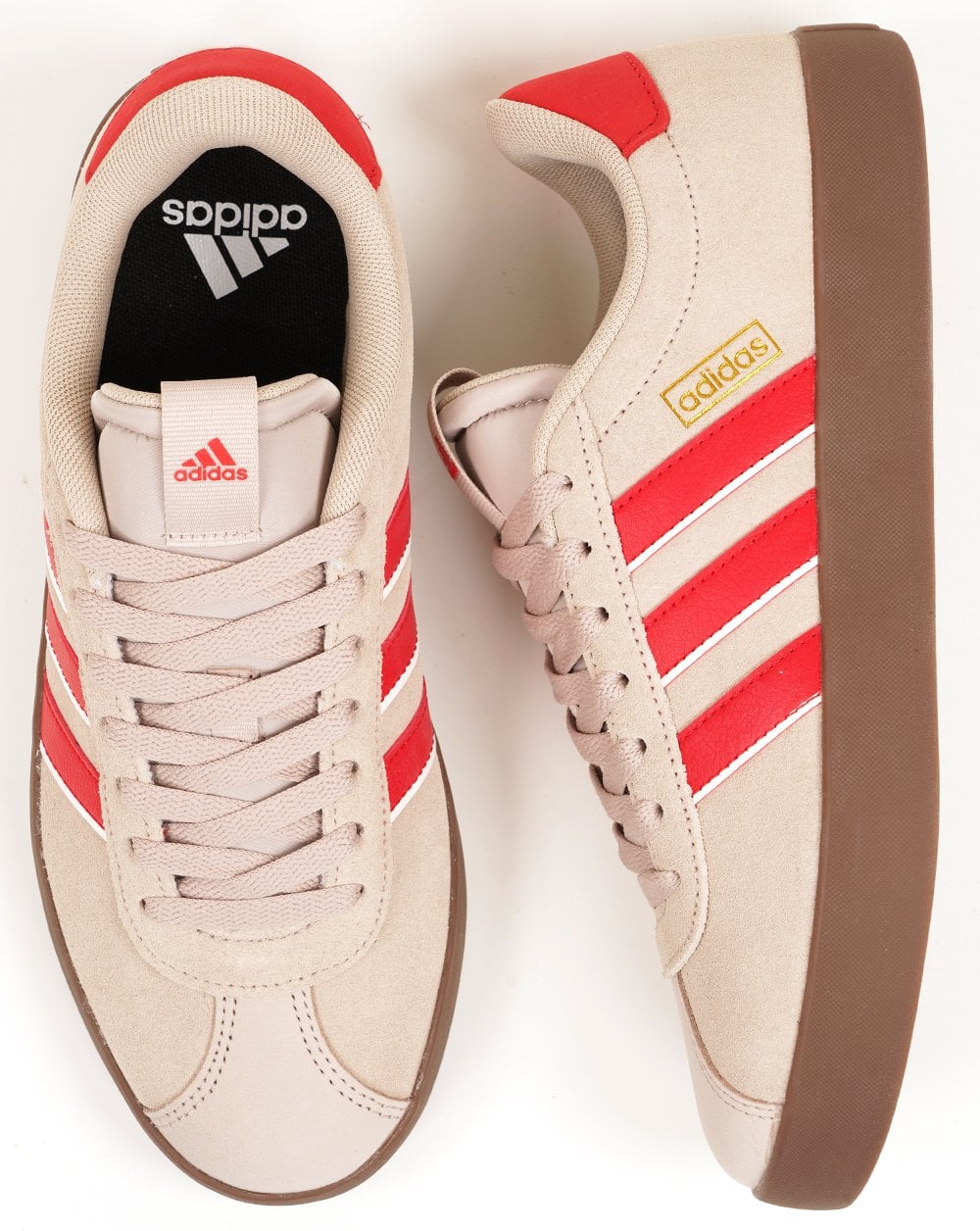 Adidas VL Court Trainers Stone /Scarlet - Image 4