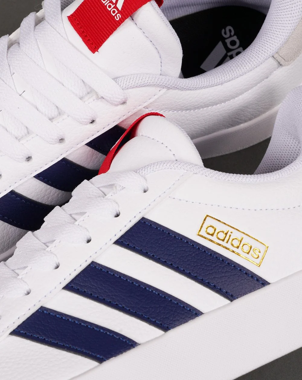 Adidas VL Court Trainers White Navy - Image 2