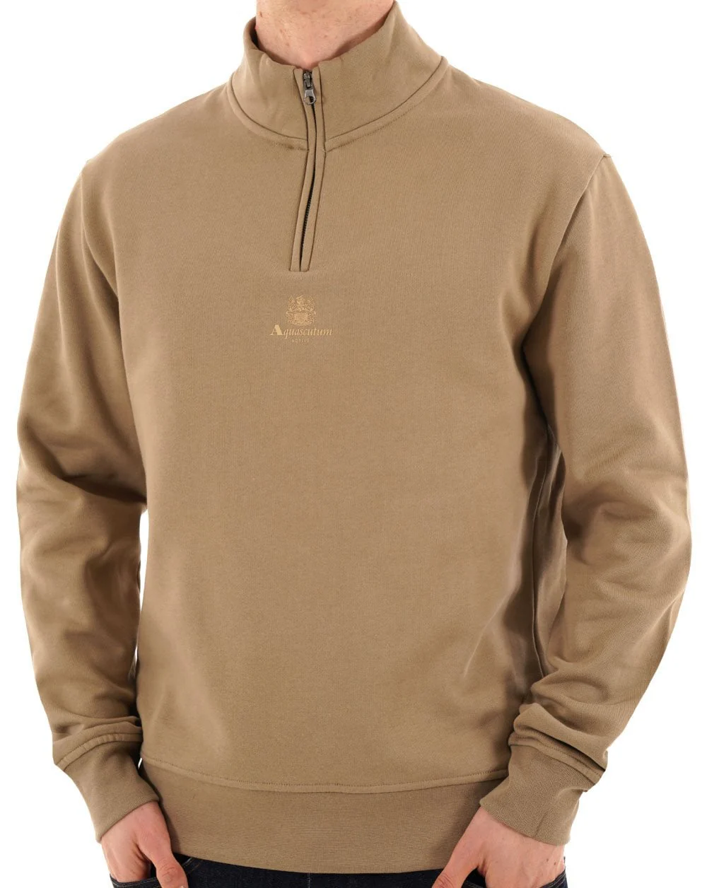Aquascutum 1/4 Zip Sweat Khaki Sand - Image 2
