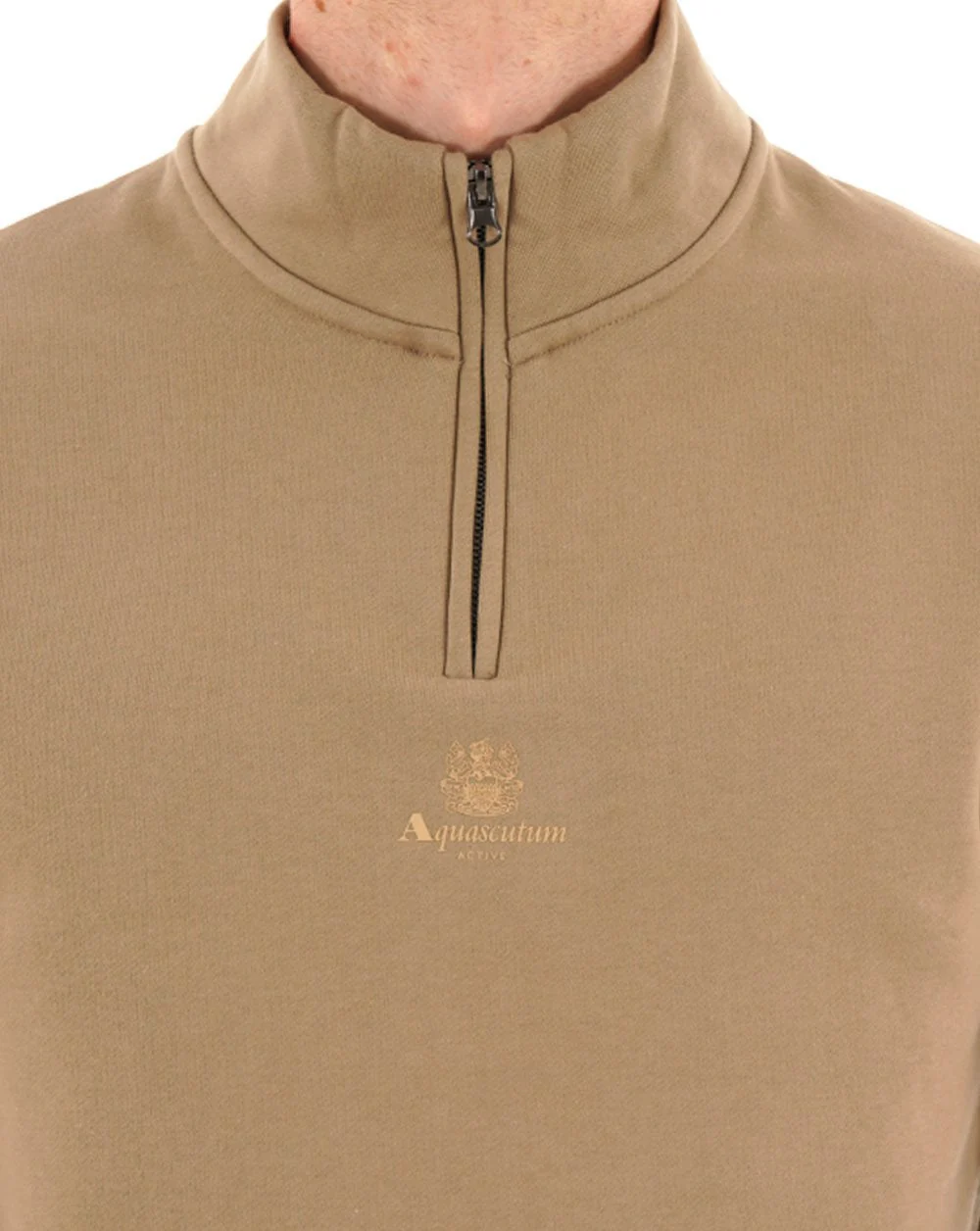 Aquascutum 1/4 Zip Sweat Khaki Sand - Image 3