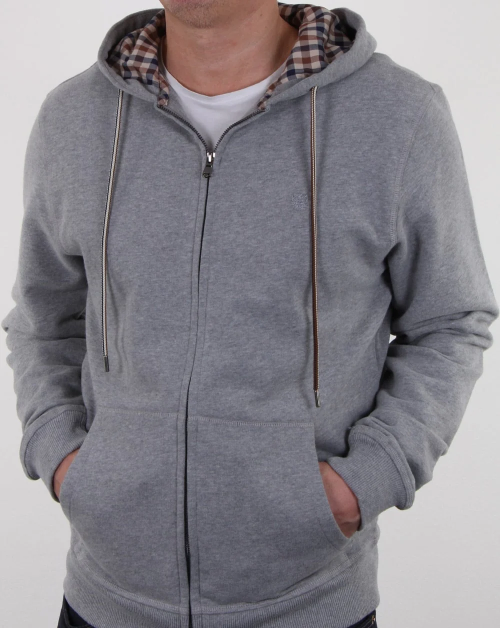 Aquascutum Arlo Sweat Hoodie Grey Melange