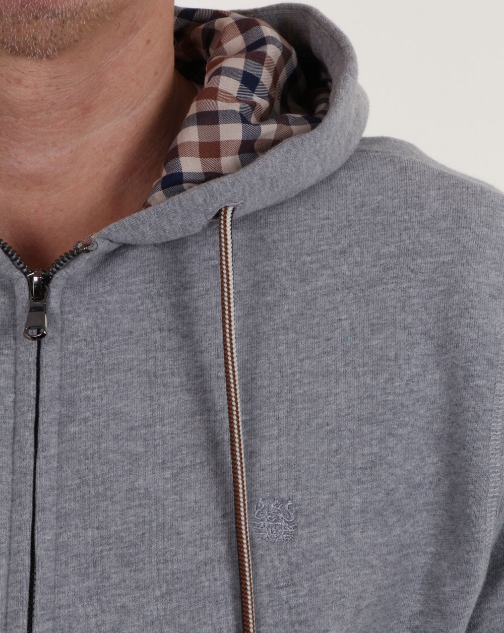 Aquascutum Arlo Sweat Hoodie Grey Melange - Image 3