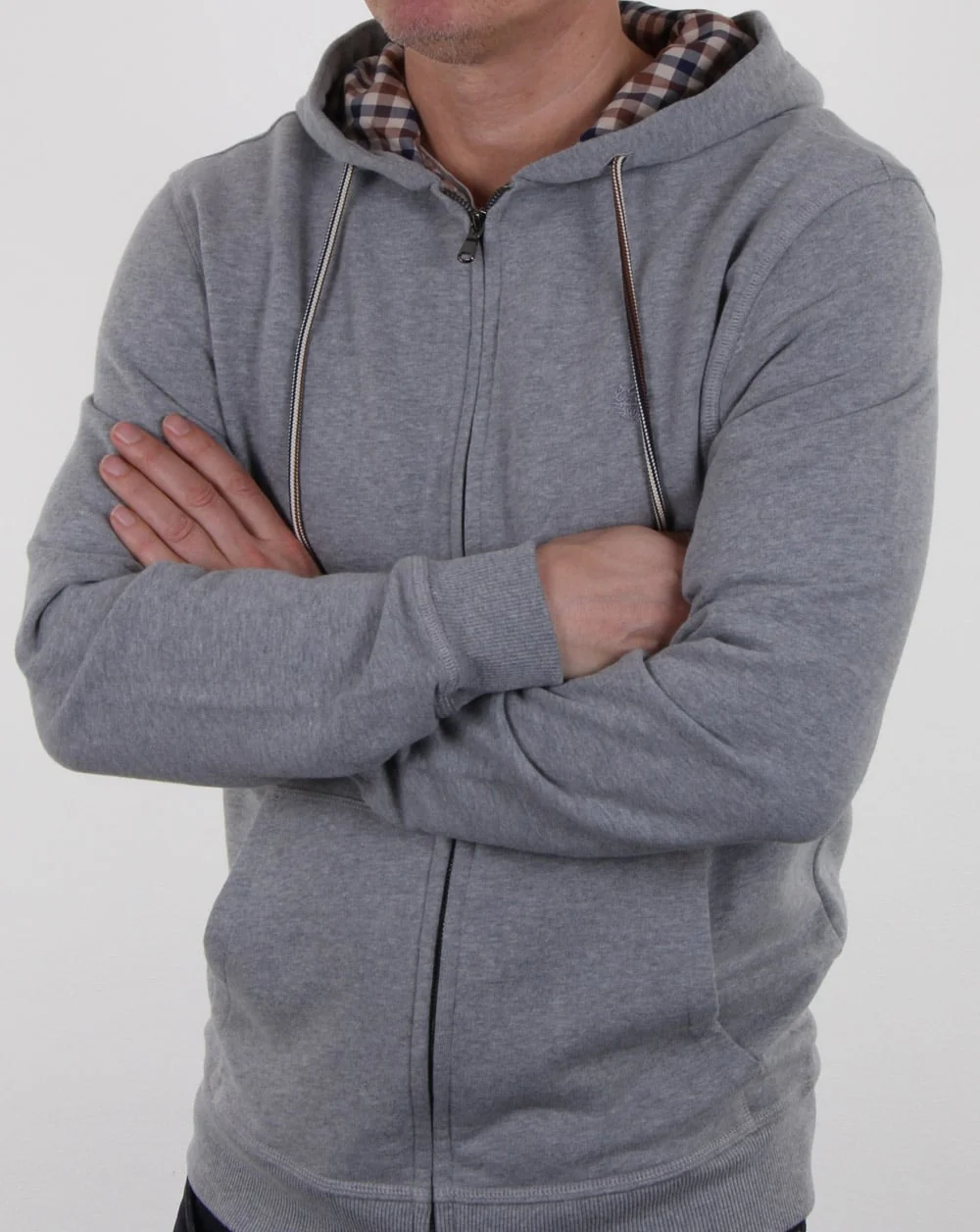 Aquascutum Arlo Sweat Hoodie Grey Melange - Image 4