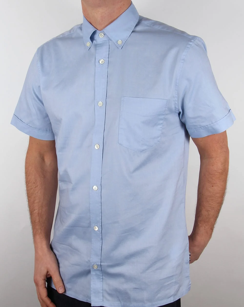 Aquascutum Ashford Oxford Short Sleeve Shirt Sky Blue - Image 3