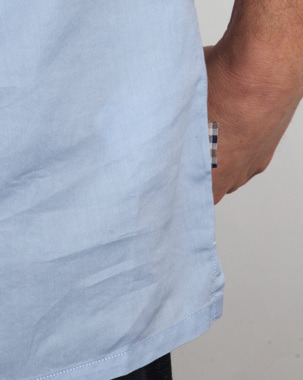 Aquascutum Ashford Oxford Short Sleeve Shirt Sky Blue - Image 4