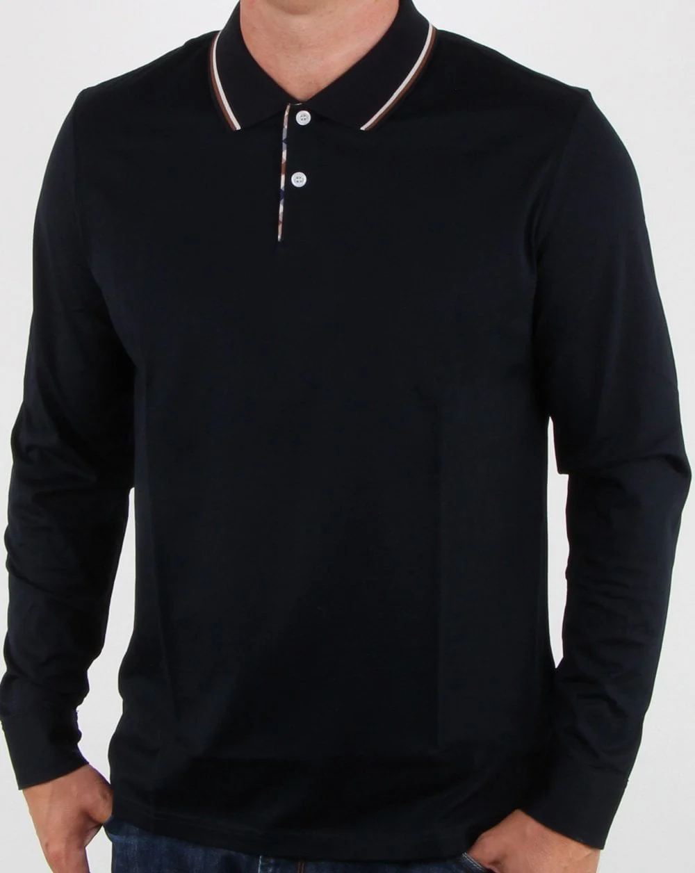 Aquascutum Bert Long Sleeve Polo Navy