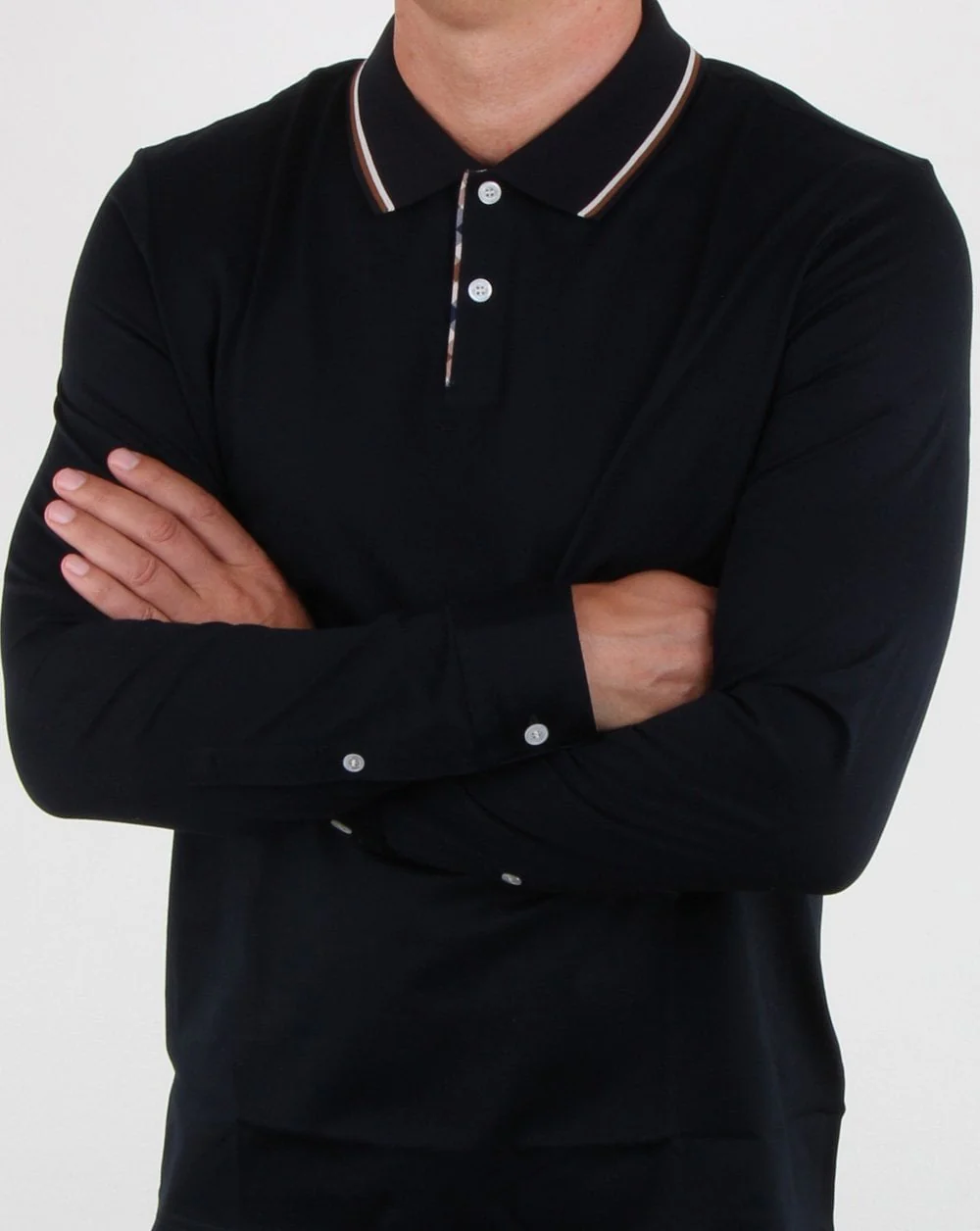 Aquascutum Bert Long Sleeve Polo Navy - Image 3
