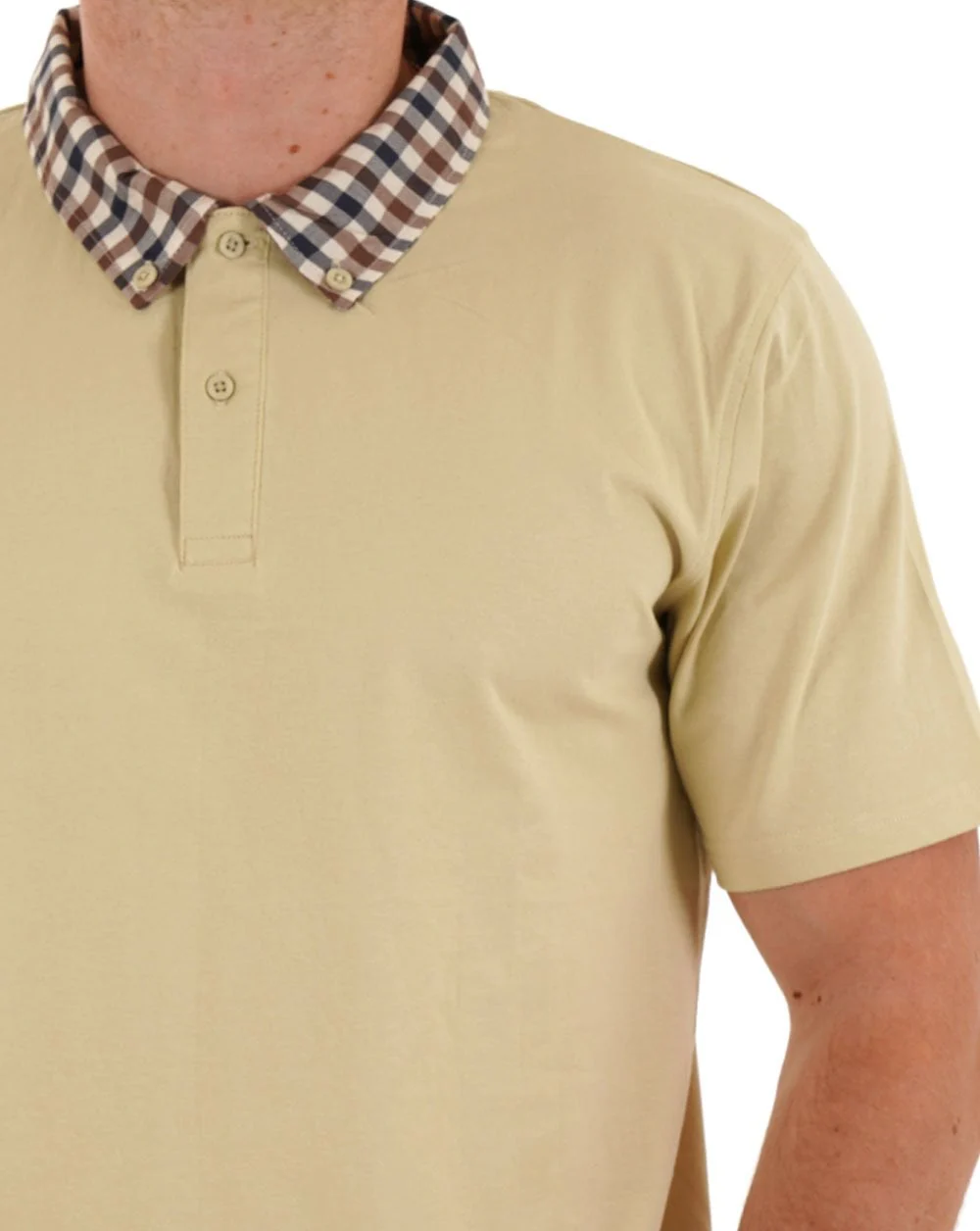 Aquascutum Club Check Collar Polo Beige - Image 2
