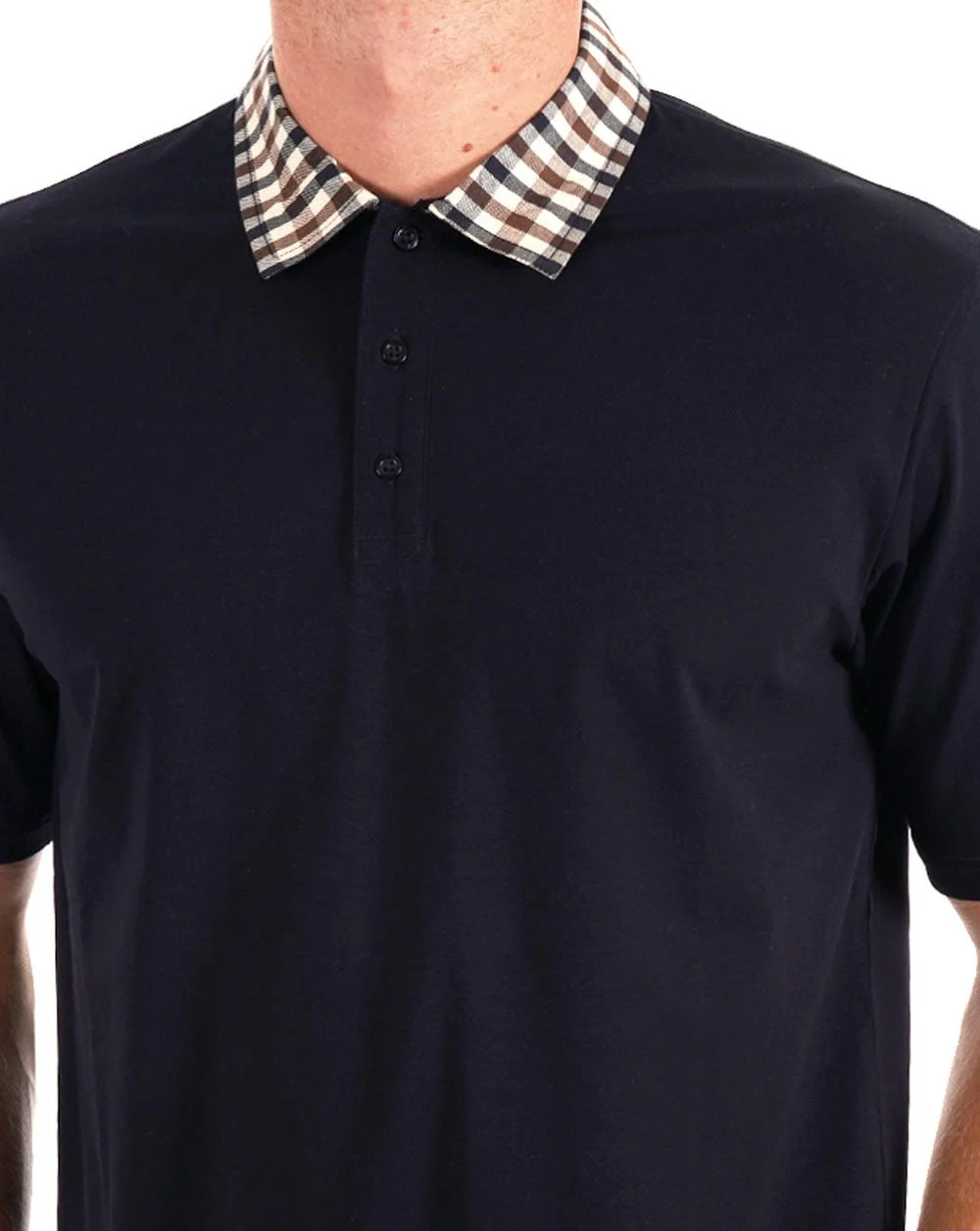 Aquascutum Club Check Collar Polo Navy - Image 2