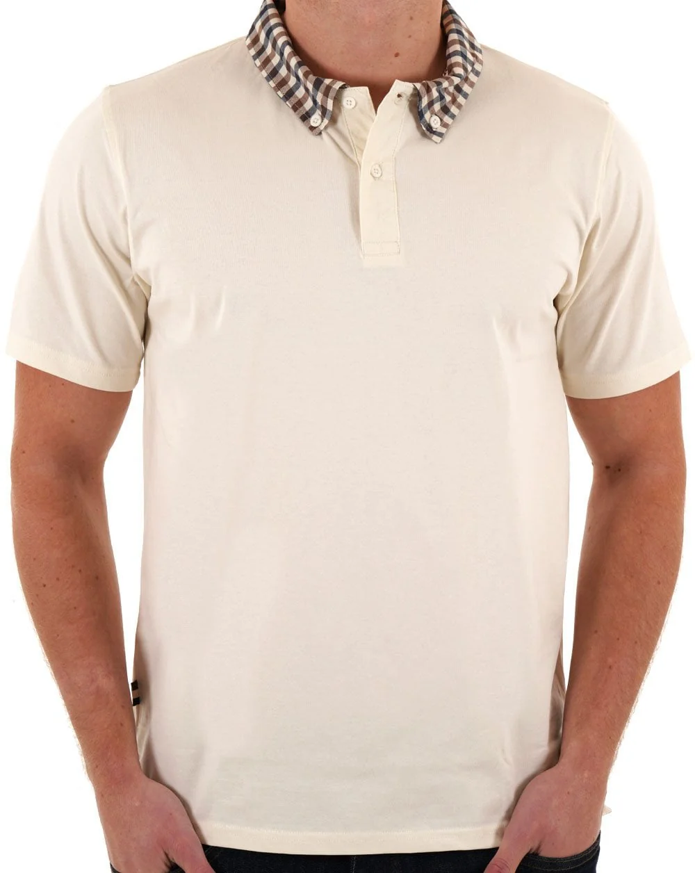 Aquascutum Club Check Collar Polo Old White - Image 3