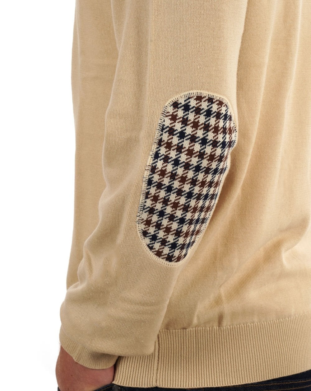 Aquascutum Club Check Elbow Knit Light Stone - Image 3