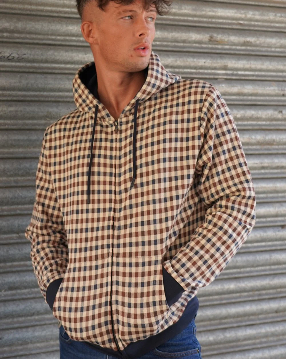 Aquascutum Club Check Full Zip Hoodie - Image 2