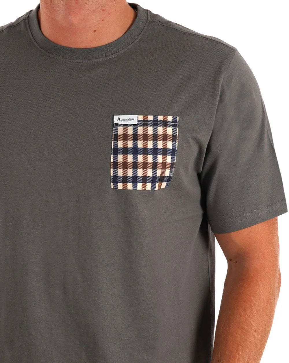 Aquascutum Club Check Pocket T-shirt Charcoal - Image 2