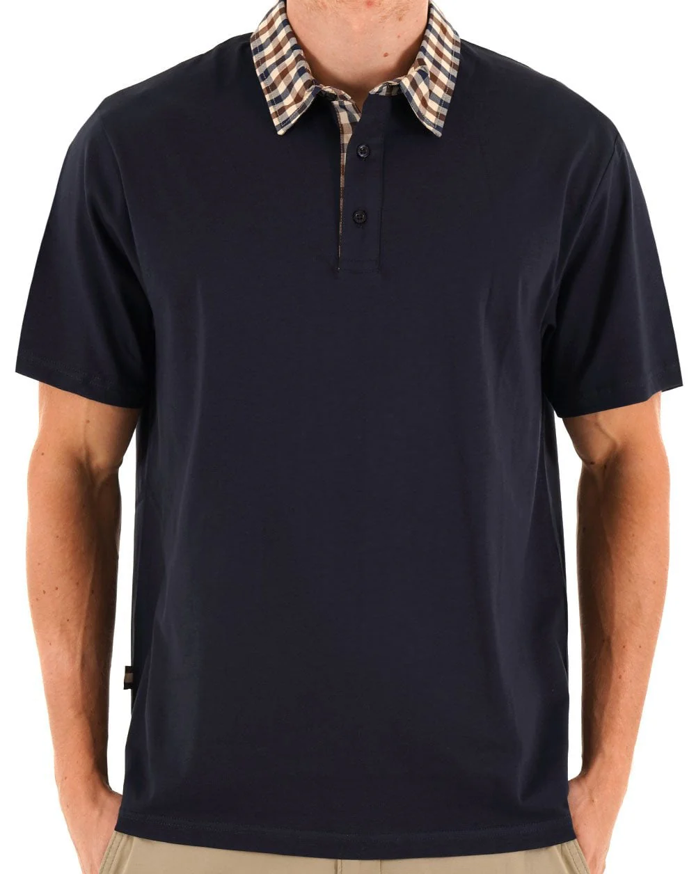 Aquascutum Club Check Polo Navy - Image 3