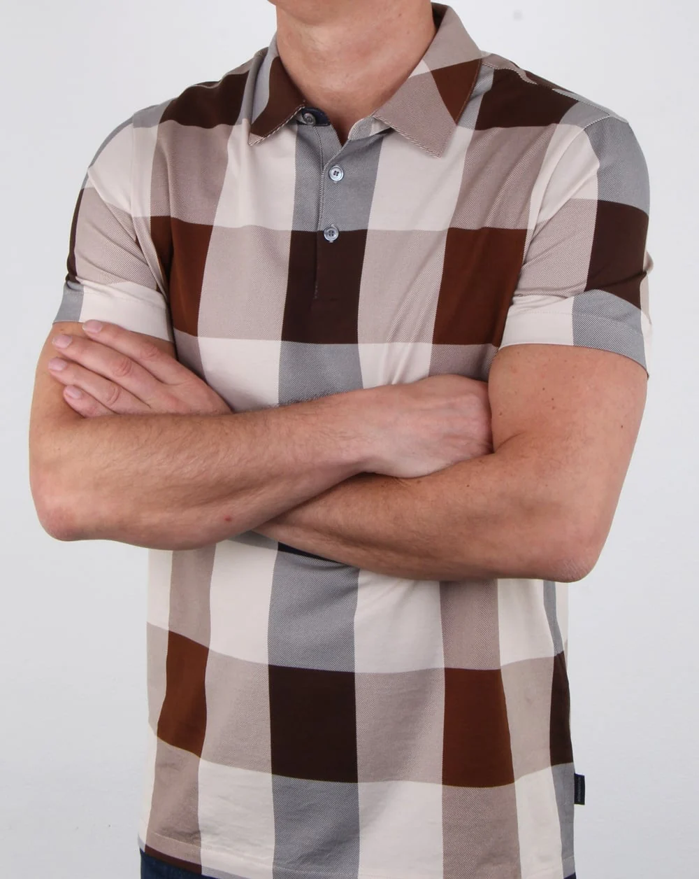 Aquascutum Cody Club Check Polo Shirt Vicuna - Image 3