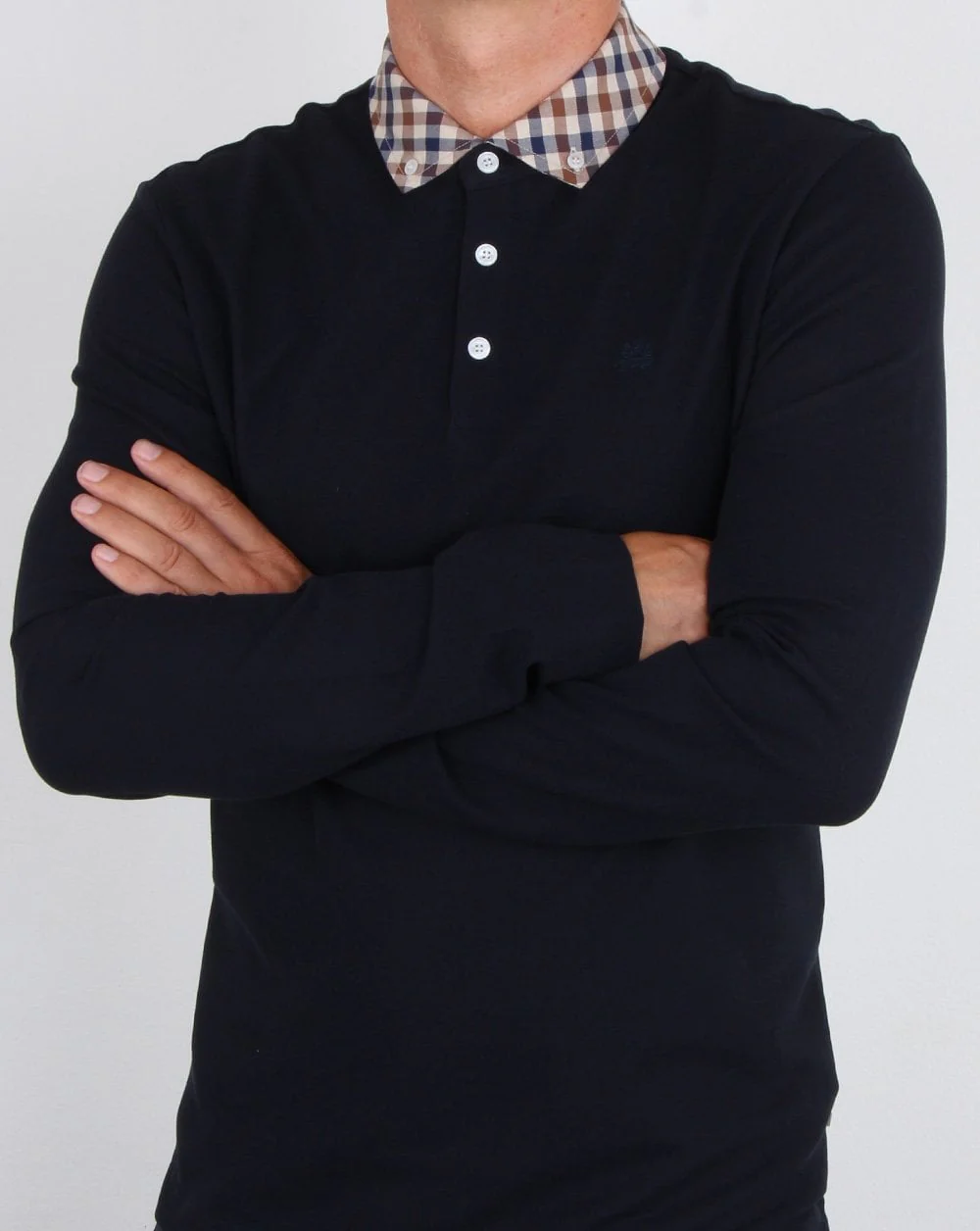 Aquascutum Coniston Cc Collar Ls Polo Navy - Image 3