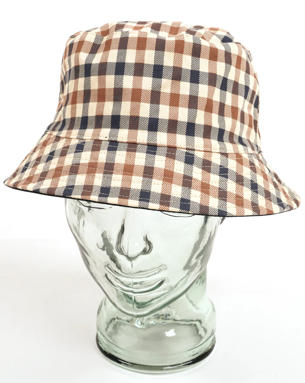 Aquascutum Reversible Cotton Bucket Hat Navy/Club Check - Image 3