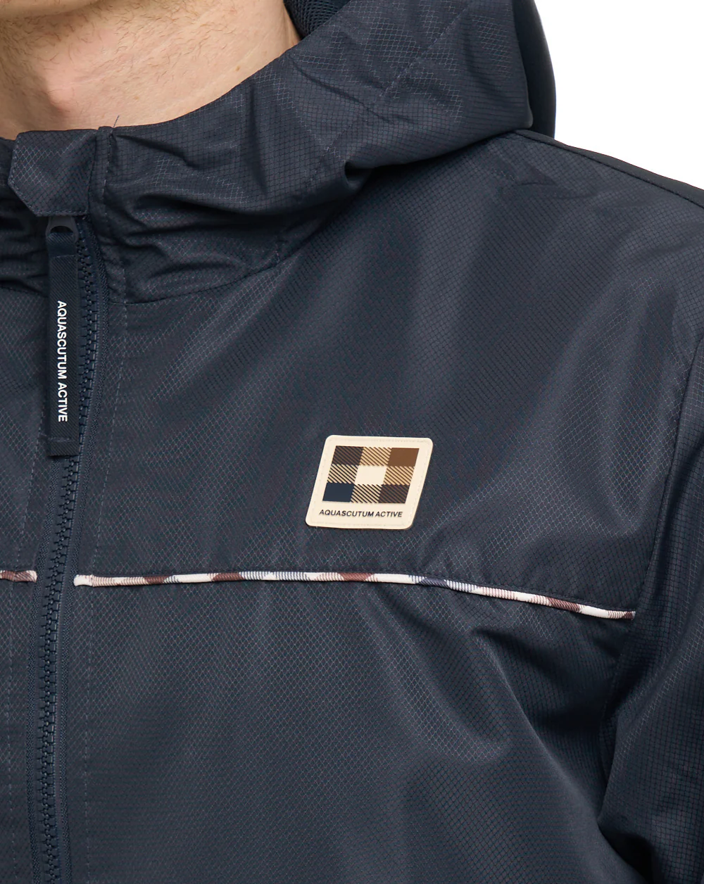 Aquascutum Diamond Wave Badge Hooded Jacket Navy - Image 4