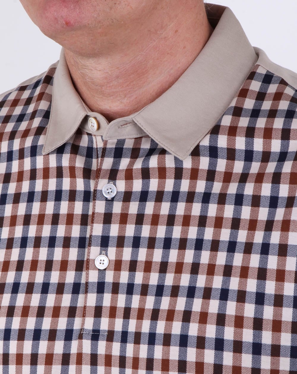 Aquascutum Dillon Club Check Polo Shirt classic vicuna - Image 2