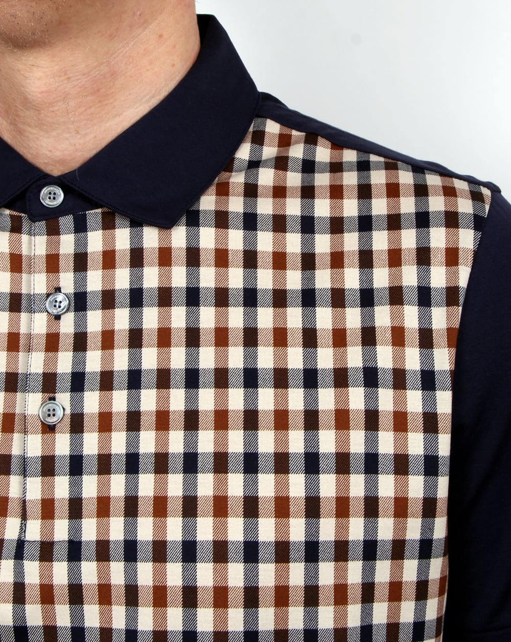 Aquascutum Dillon Club Check Polo Shirt Navy/Vicuna - Image 2