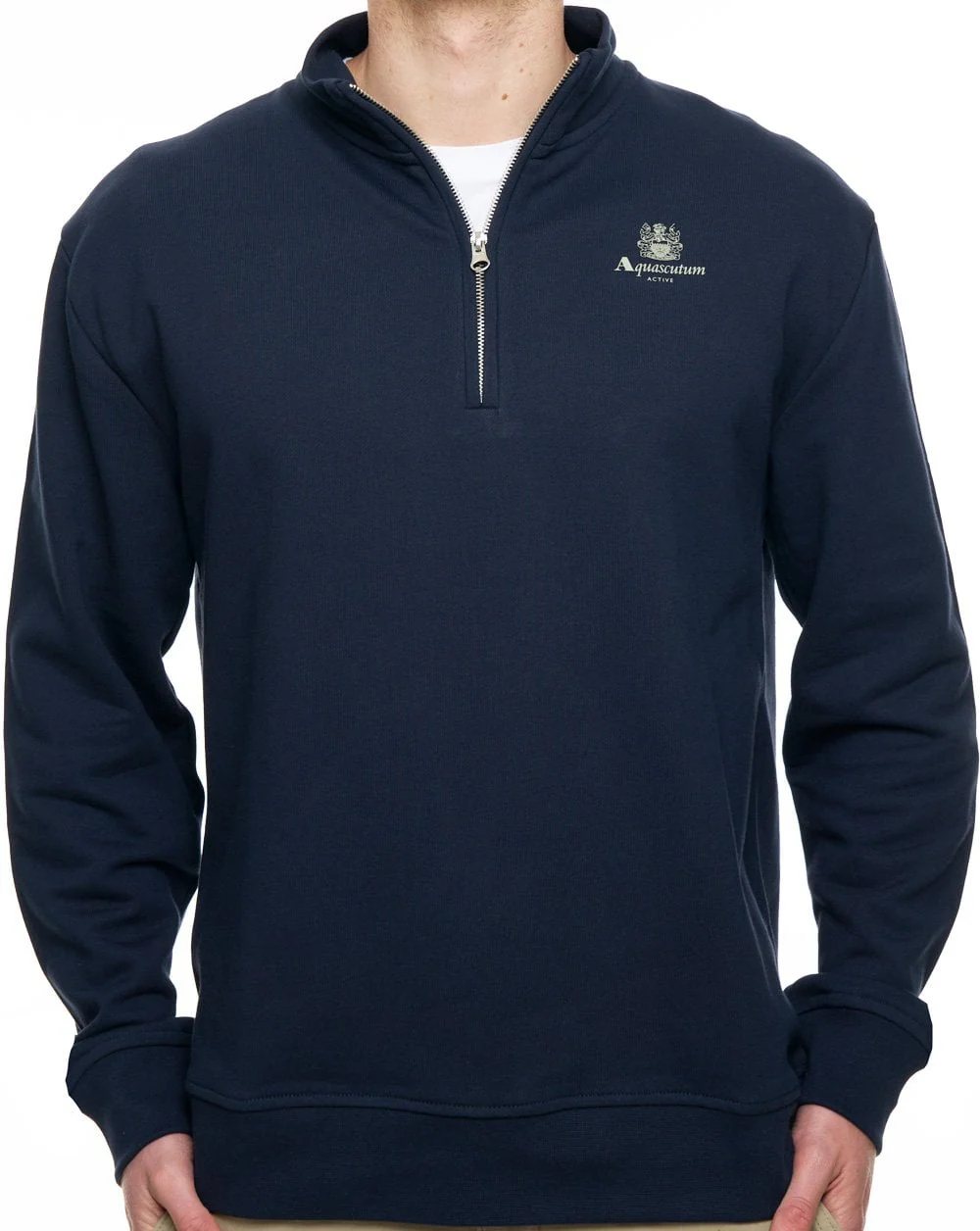 Aquascutum Half Zip Mock Neck Navy - Image 4