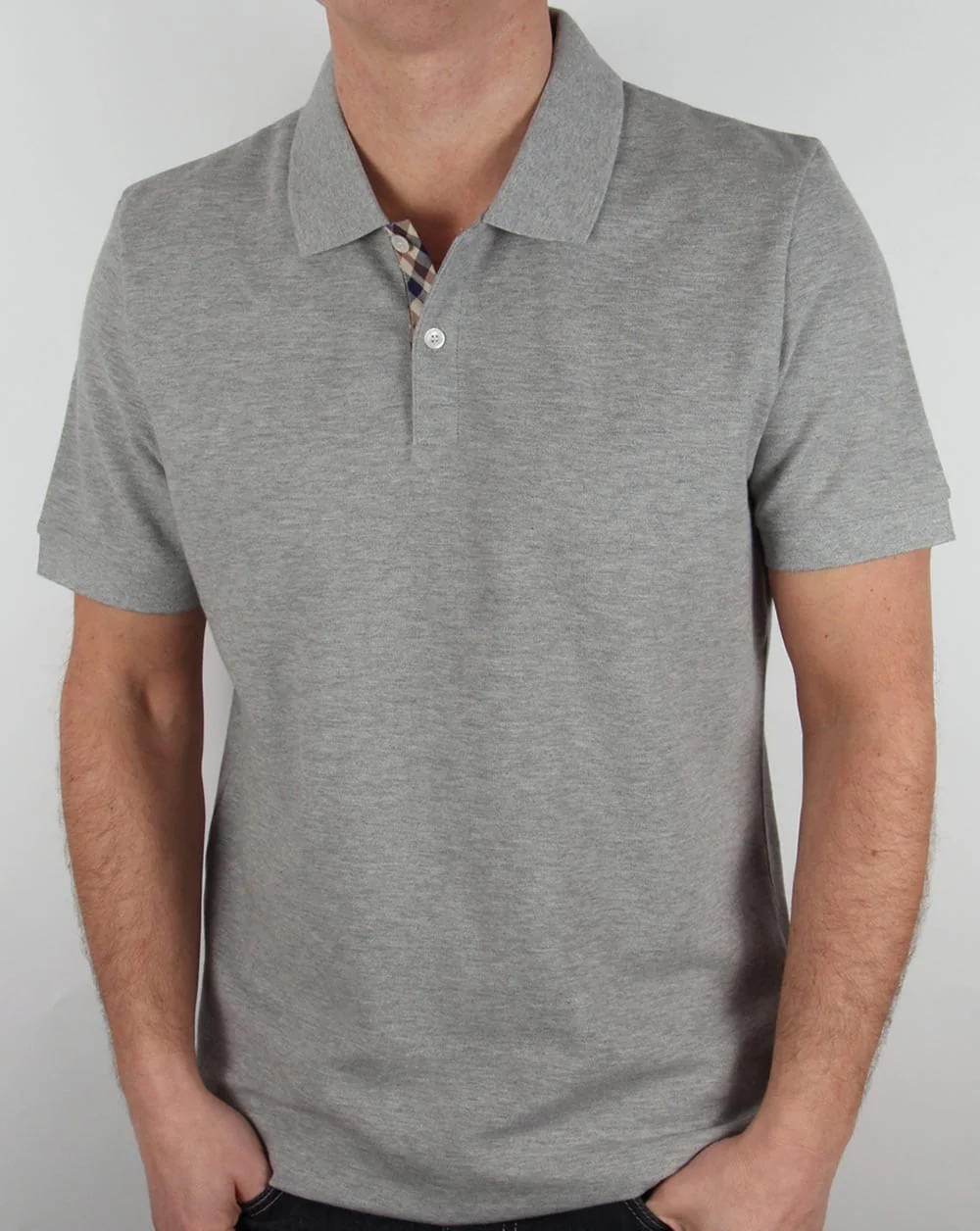 Aquascutum Hector Polo Shirt Grey Marl