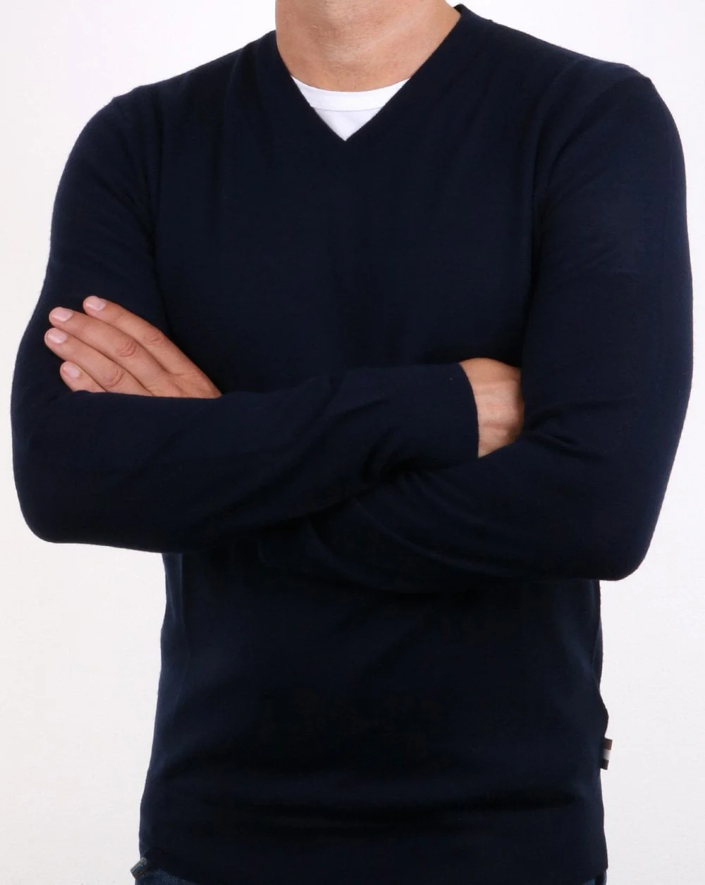 Aquascutum Helm Merino V Neck Navy - Image 2