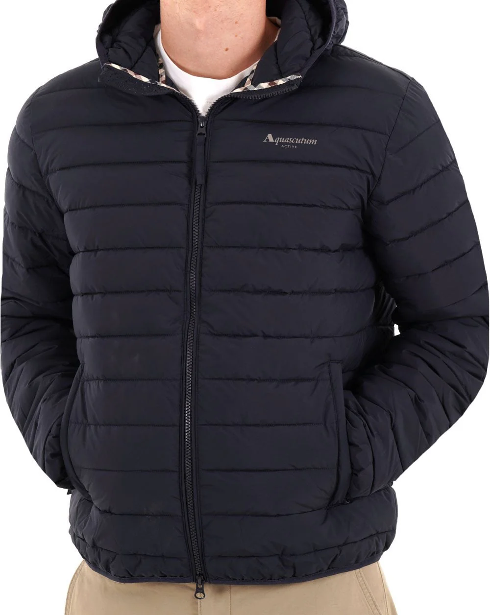 Aquascutum Hooded 100 GSM Jacket Navy - Image 3