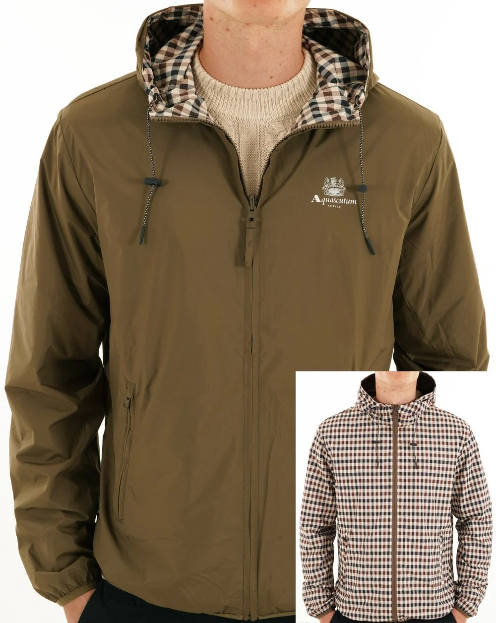 Aquascutum Hooded Sailor Reversible Jacket Army Green - Image 2