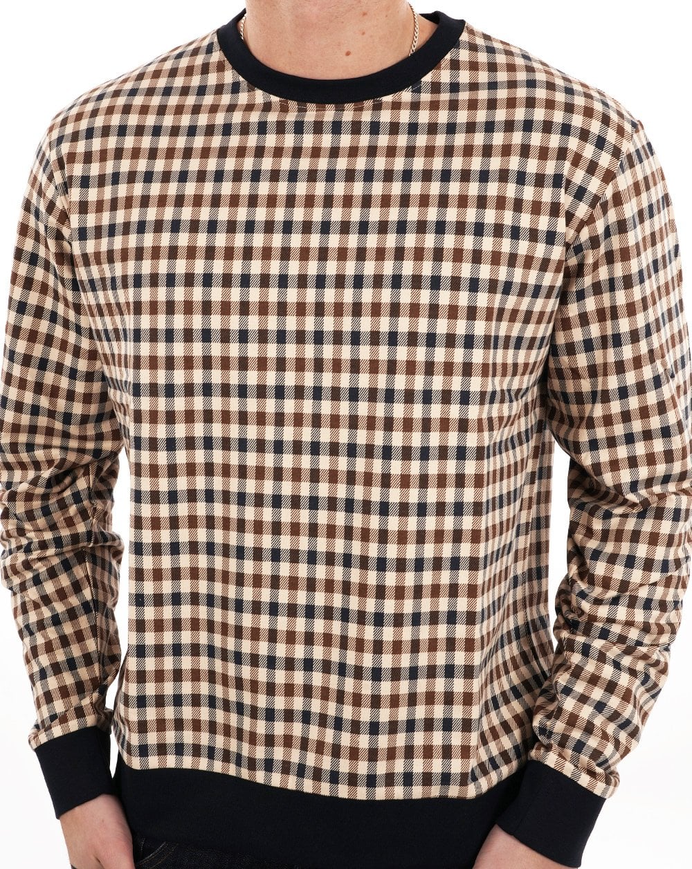 Aquascutum Iconic Club Check Crew Sweat Navy
