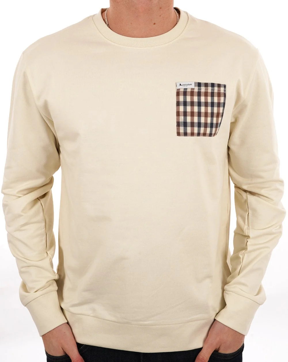 Aquascutum Iconic Pocket Crew Sweat Off White - Image 2