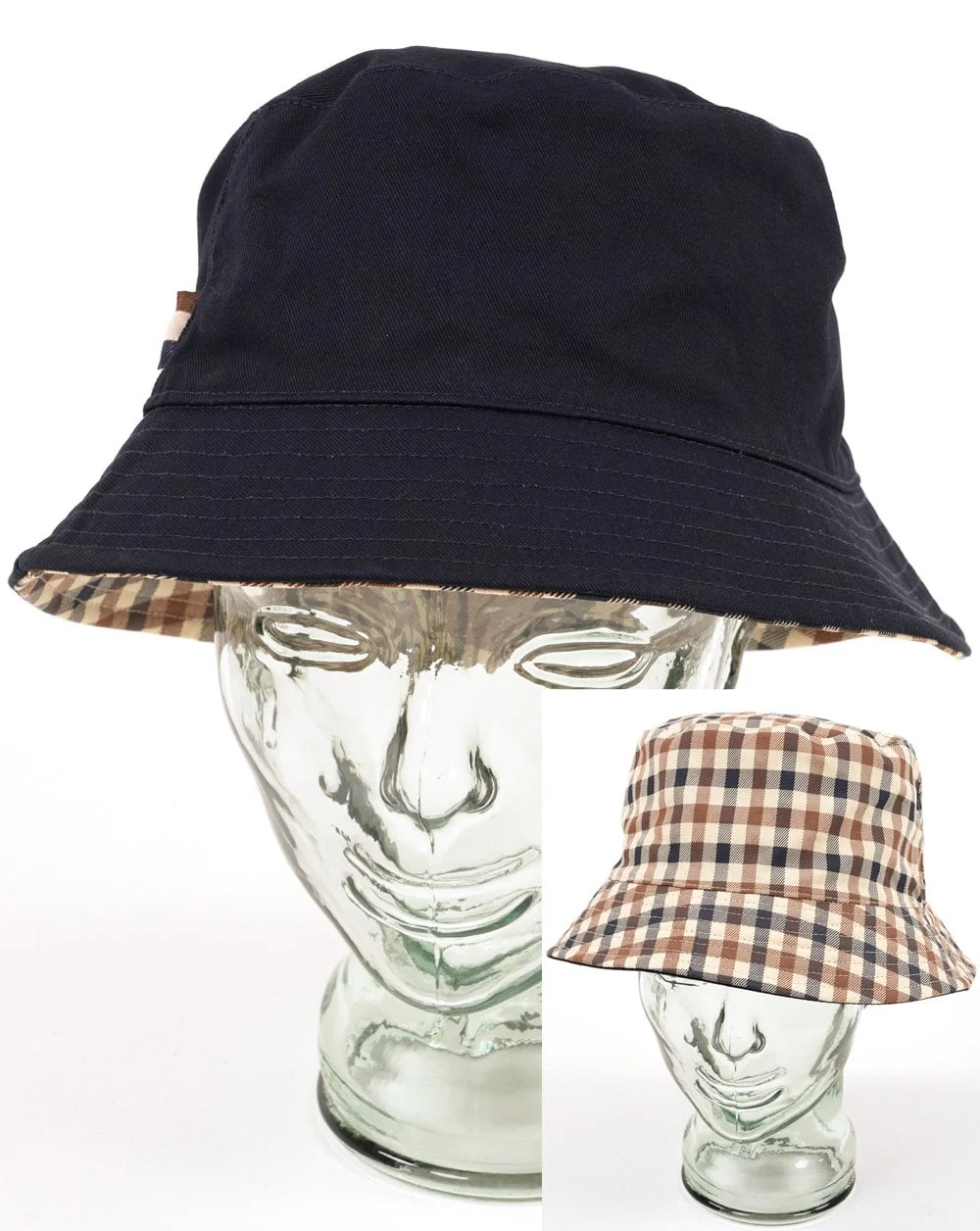 Aquascutum Iconic Reversible Bucket Hat Check/Navy - Image 3