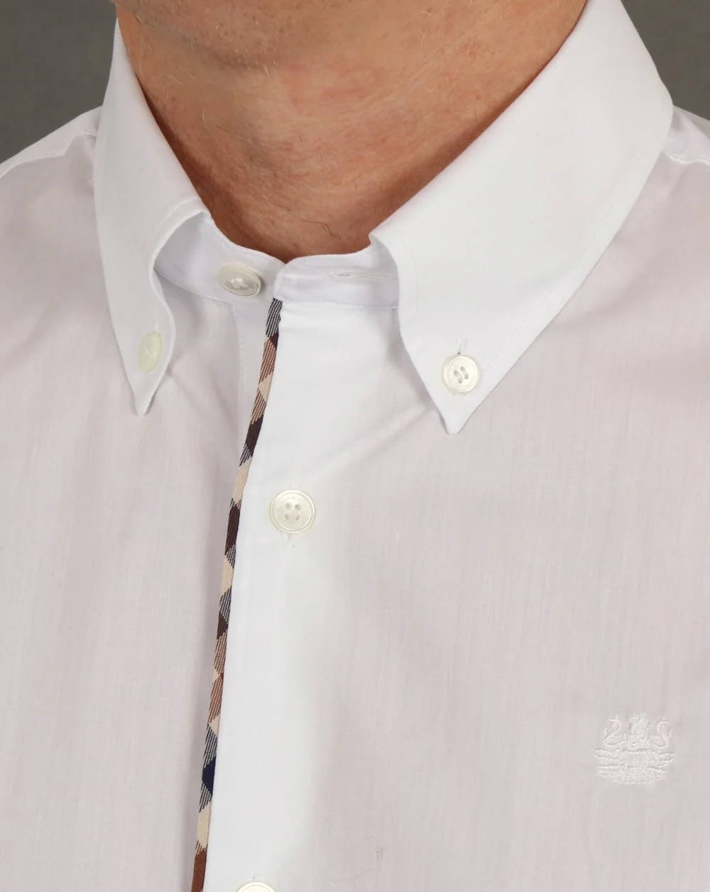 Aquascutum Kedge Check Trim Shirt White - Image 2