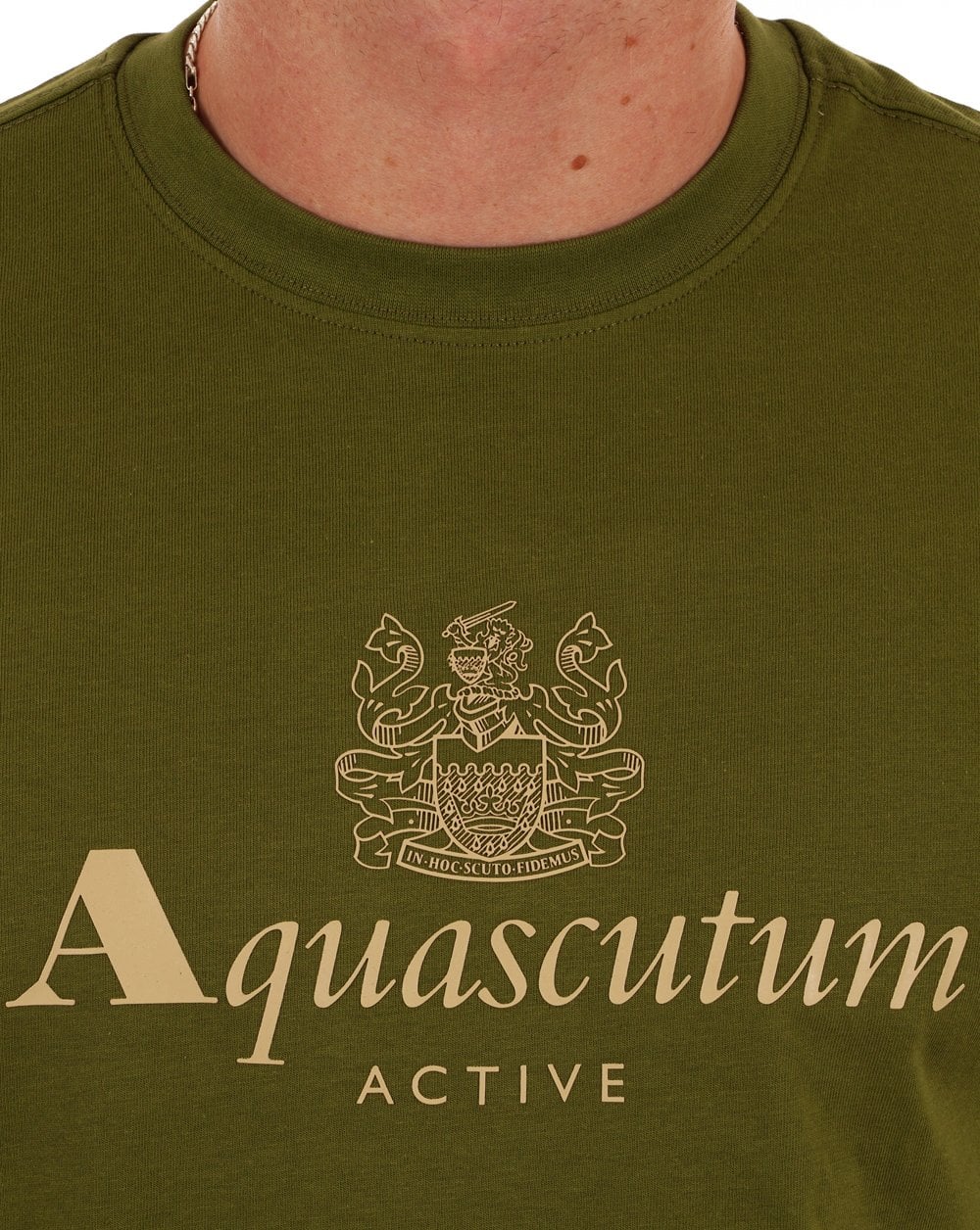Aquascutum Large Logo T Shirt Army Green - Image 2