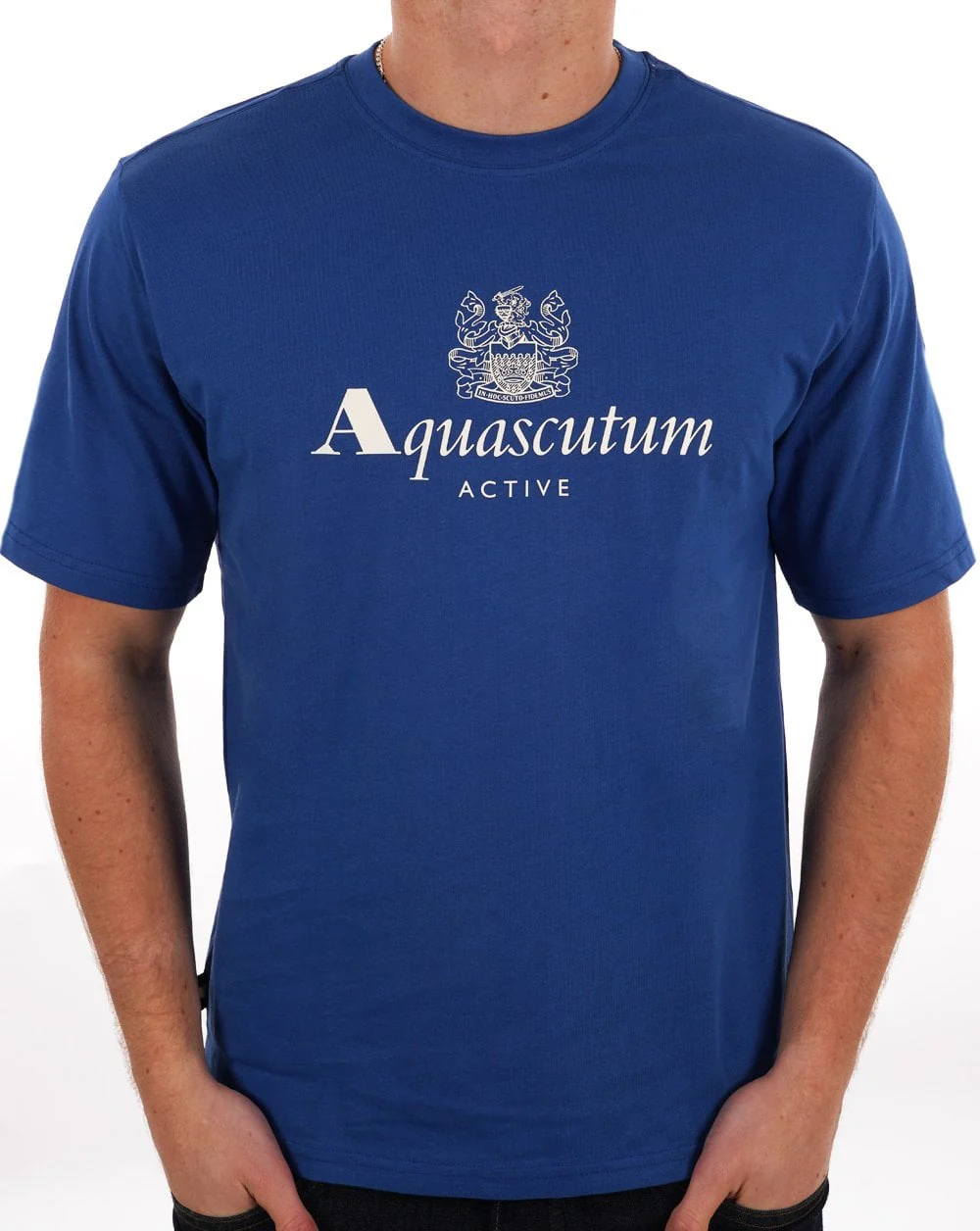 Aquascutum Large Logo T Shirt Royal Blue - Image 3