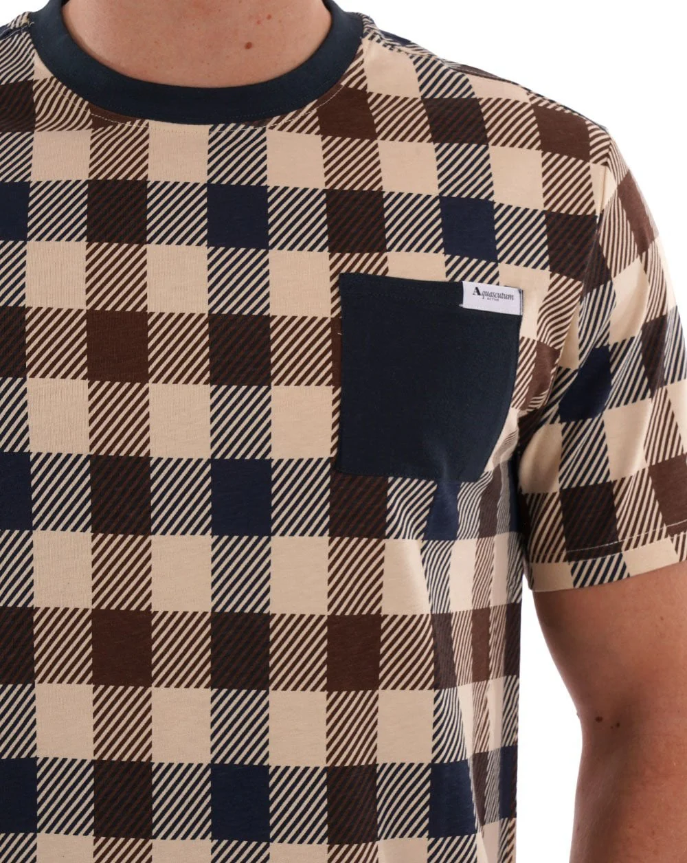Aquascutum Macro Check T-shirt Navy - Image 2
