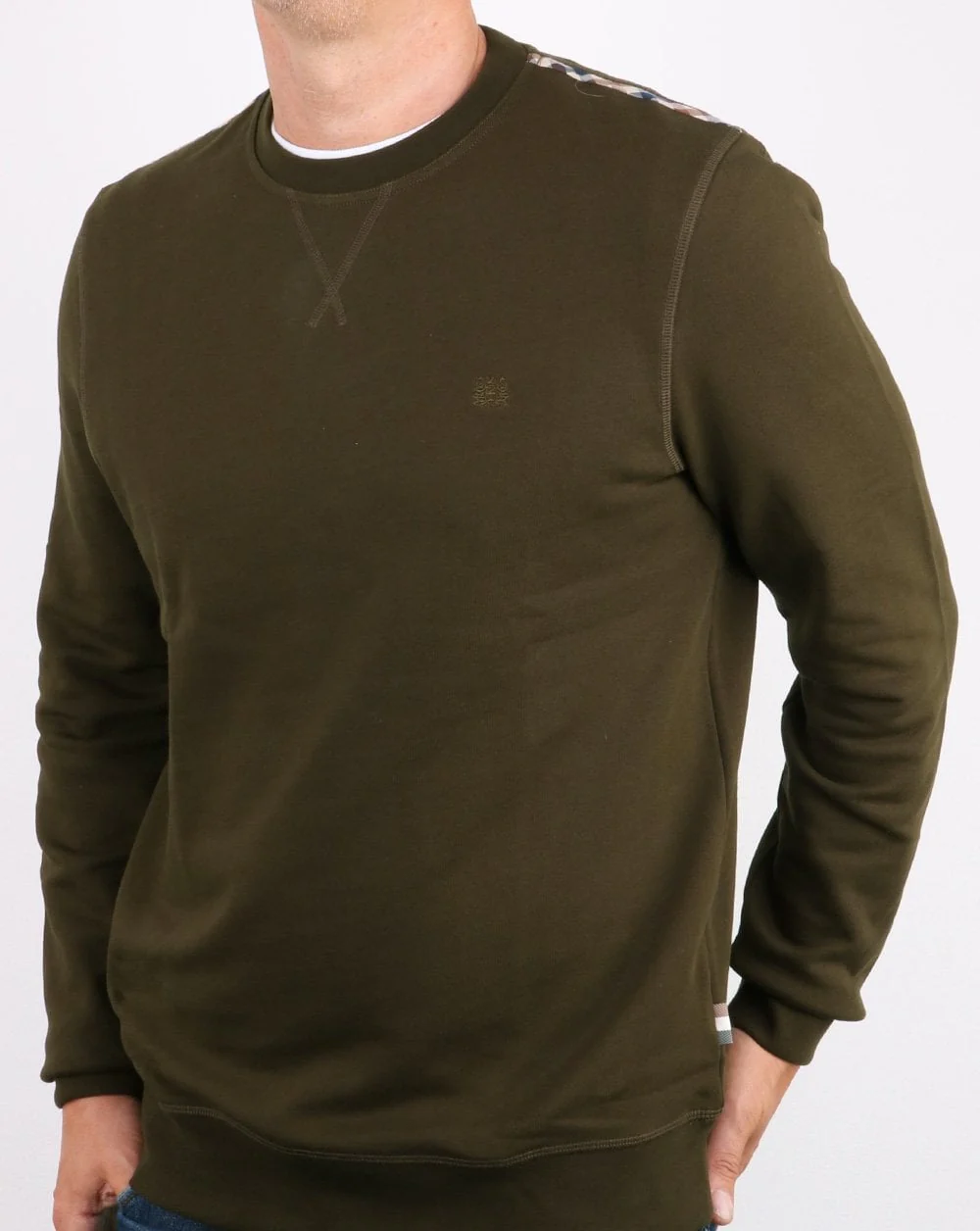 Aquascutum Oliver Crew Neck Sweatshirt Military Green - Image 2