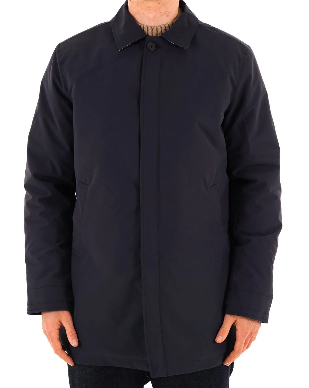 Aquascutum Padded Mid Trench Coat Navy - Image 2