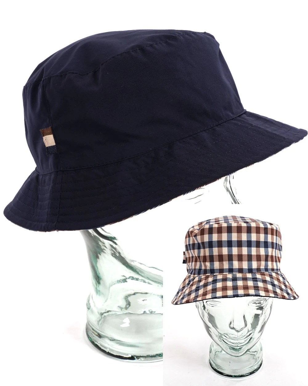 Aquascutum Reversible Bucket Hat Navy/Check - Image 2