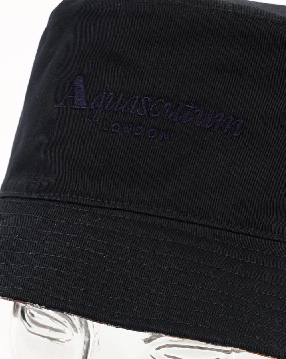 Aquascutum Reversible check Bucket Hat Navy - Image 3