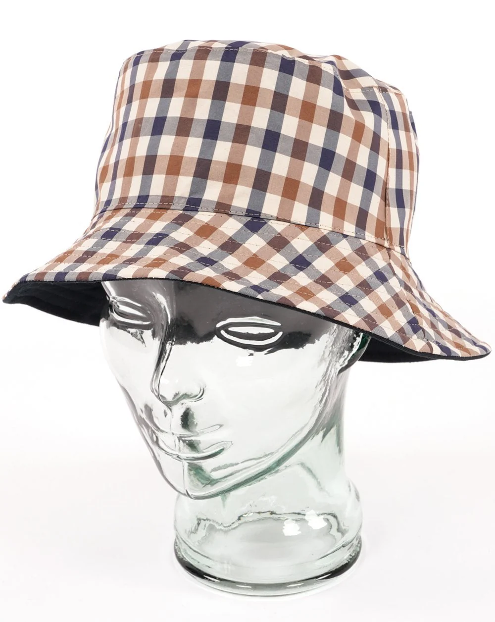 Aquascutum Reversible check Bucket Hat Navy - Image 4