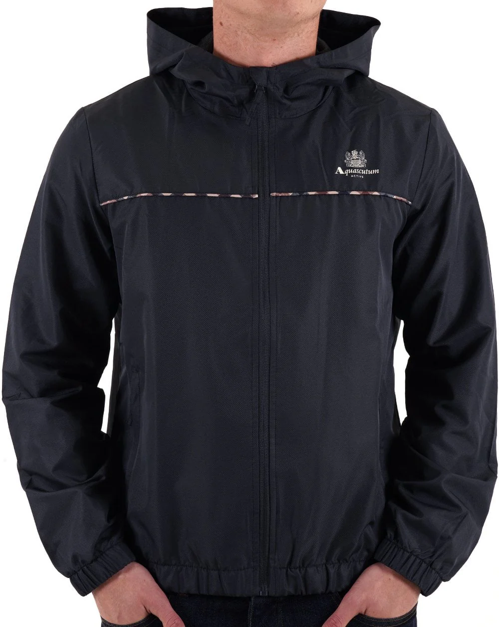 Aquascutum Ripstop Piping Hooded Jacket Navy - Image 2