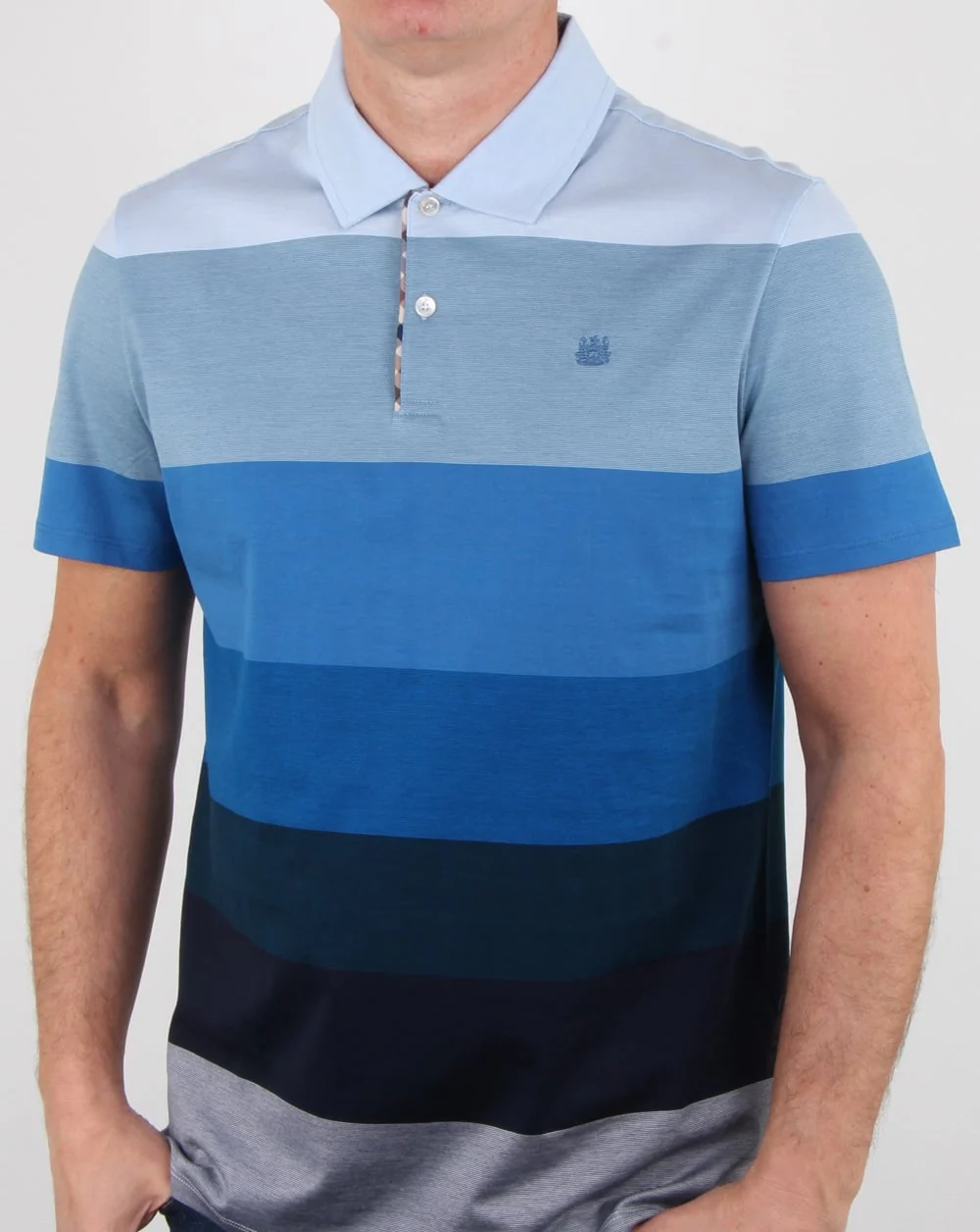 Aquascutum Romney Gradient Stripe Polo Shirt Blue